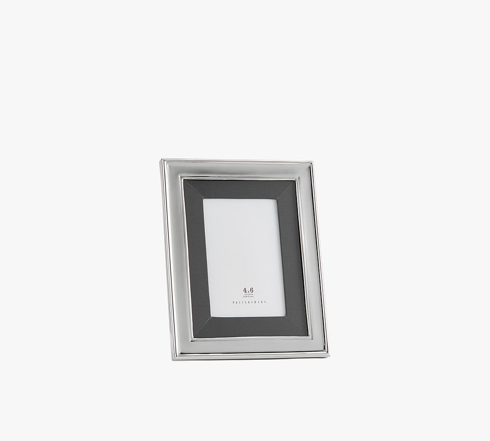 Personalized Silver-Plated Grosgrain Ribbon Mat Frame - Gray