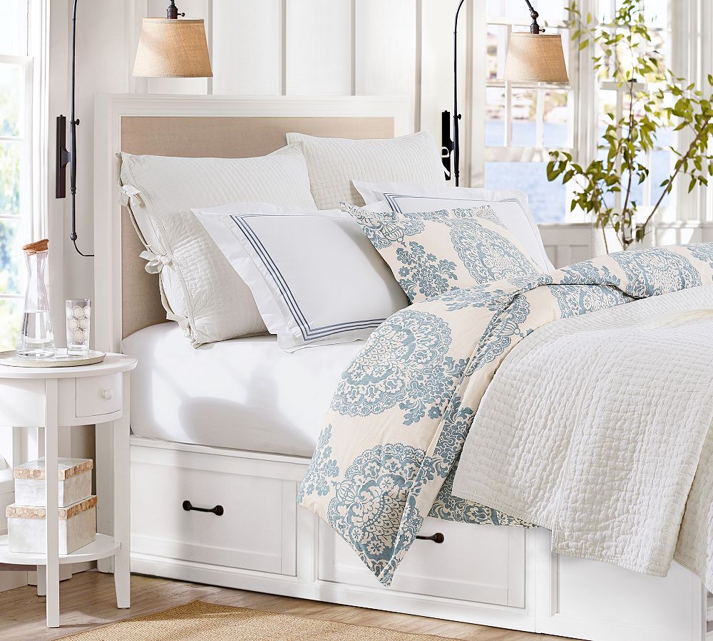 Gray Lucianna Medallion Percale Patterned Duvet Cover & Sham Pottery Barn