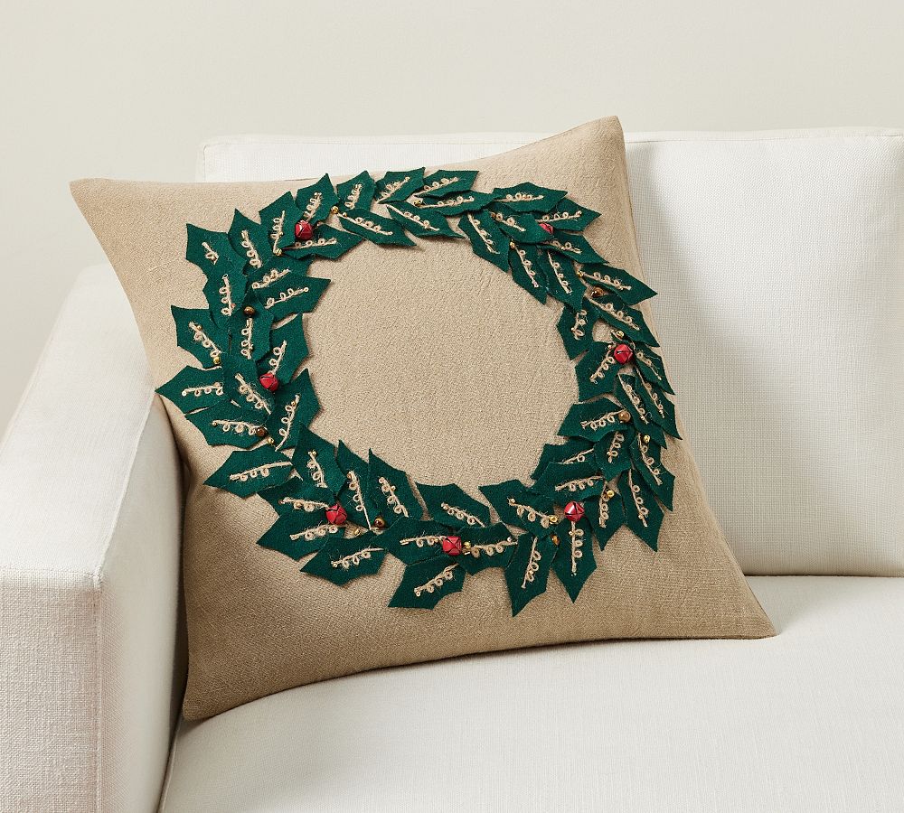 Embellished Wreath Pillow