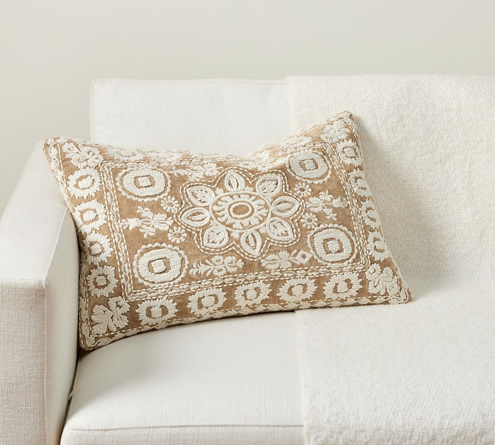 Grania Embroidered Lumbar Pillow