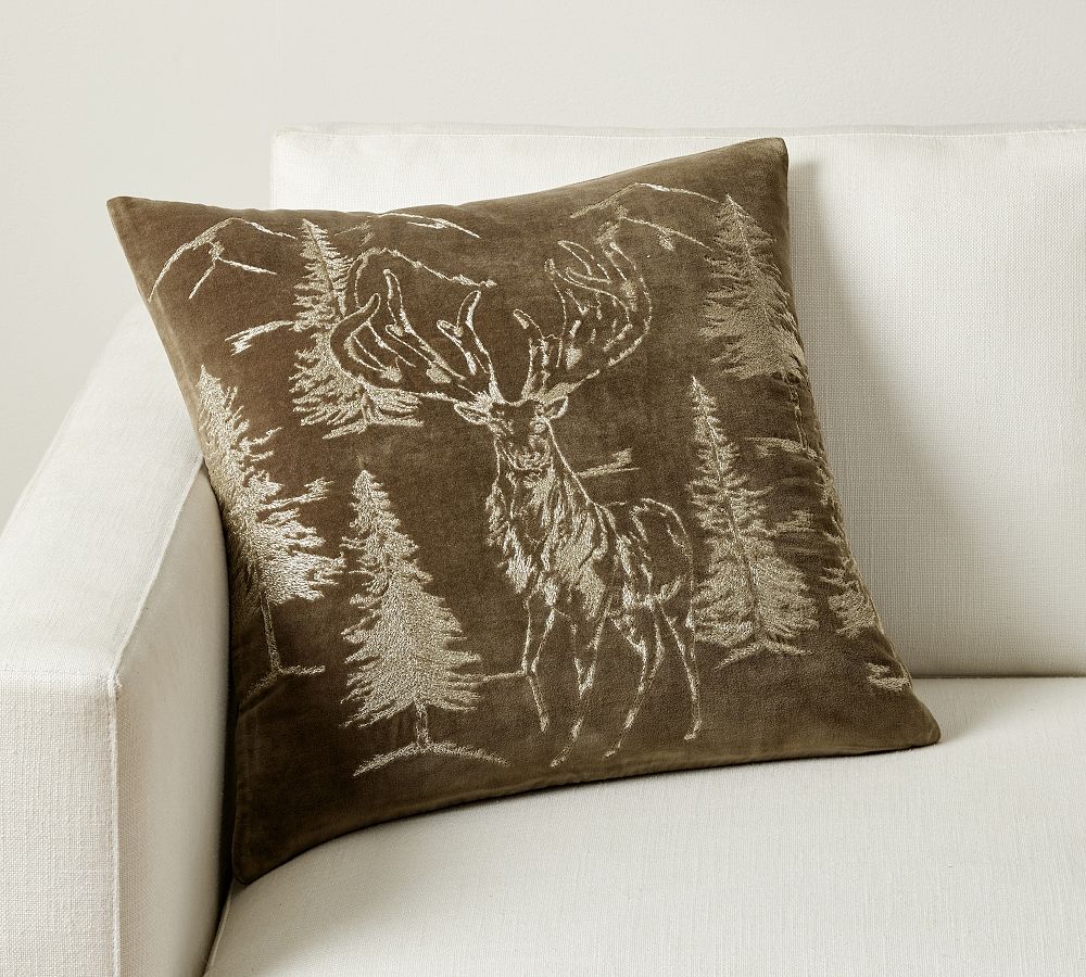Moose Creek Metallic Embroidered Pillow