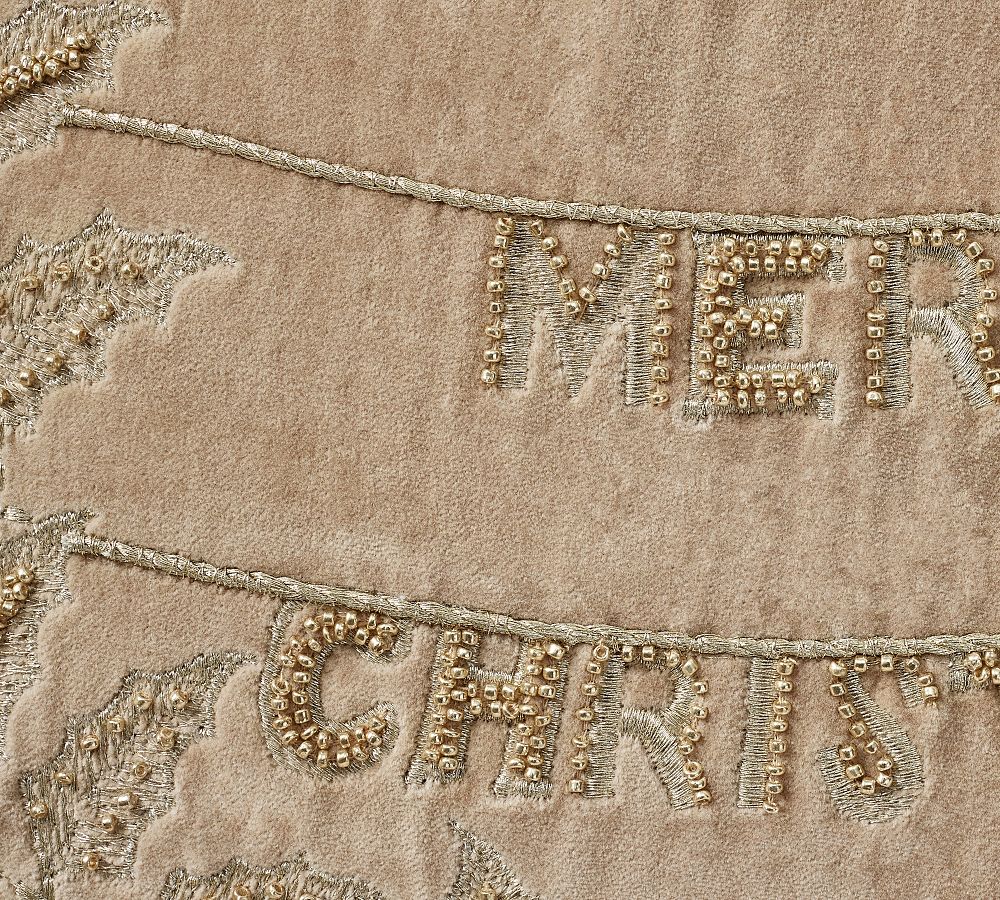 Luxe Merry Christmas Wreath Pillow Pottery Barn