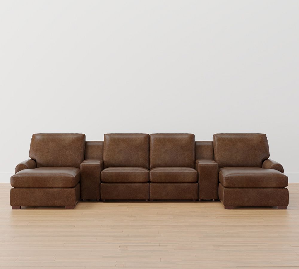 Turner Roll Arm Leather U-Shaped Power Reclining Sectional