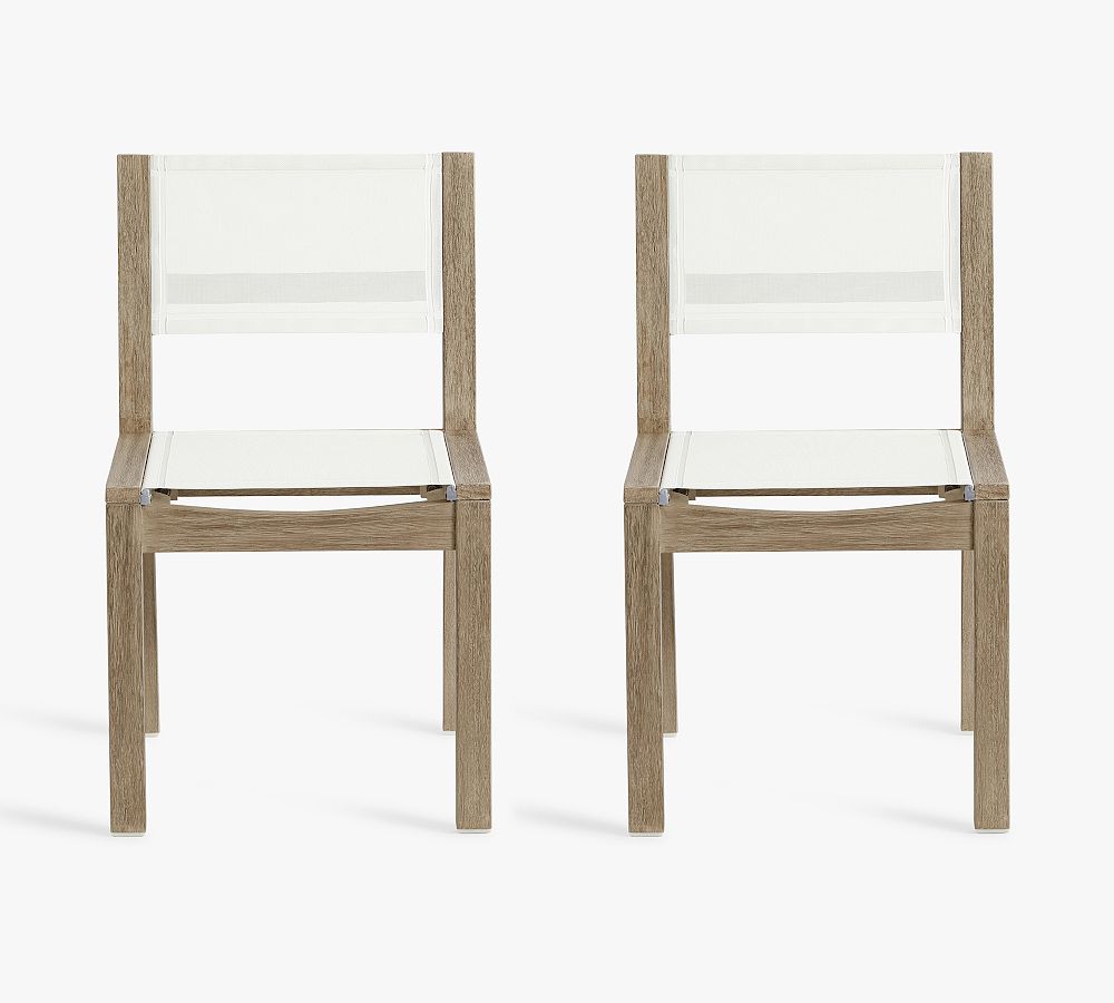 Indio Eucalyptus & Mesh Outdoor Dining Chair, Set of 2