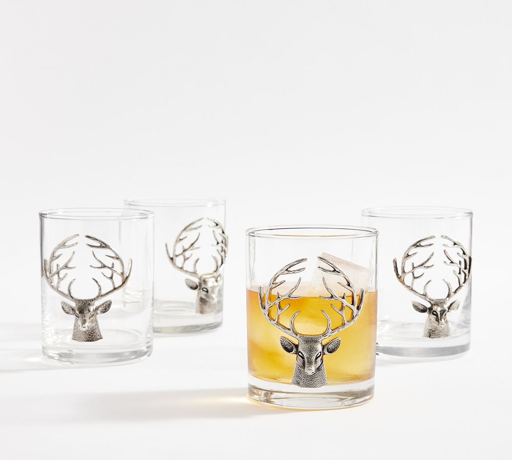 Figural Stag Double Old Fashioned Glasses Set of 2 Pottery Barn