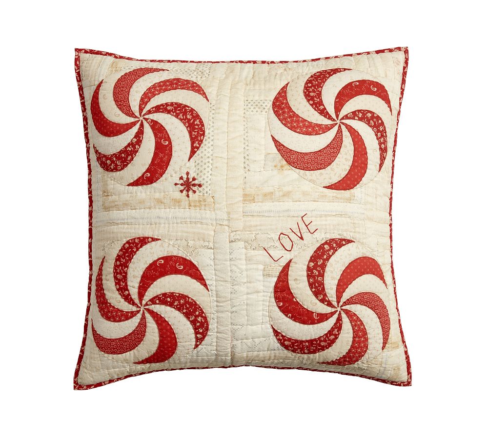 Pottery Barn Peppermint Swirls Handcrafted Reversible Quilted Sham