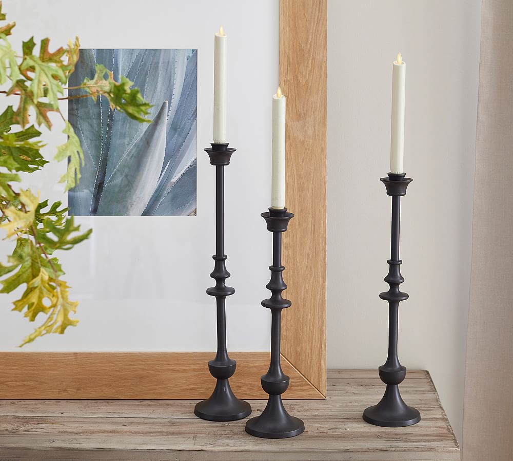 Blake Bronze Taper Candle Holders Set Of 3 Pottery Barn