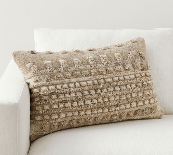 Cream and Rust Wool and Cotton Nubby Handwoven Pillow Cover