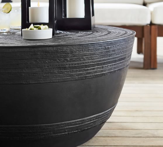 Lagos Metal Drum Outdoor Coffee Table | Pottery Barn