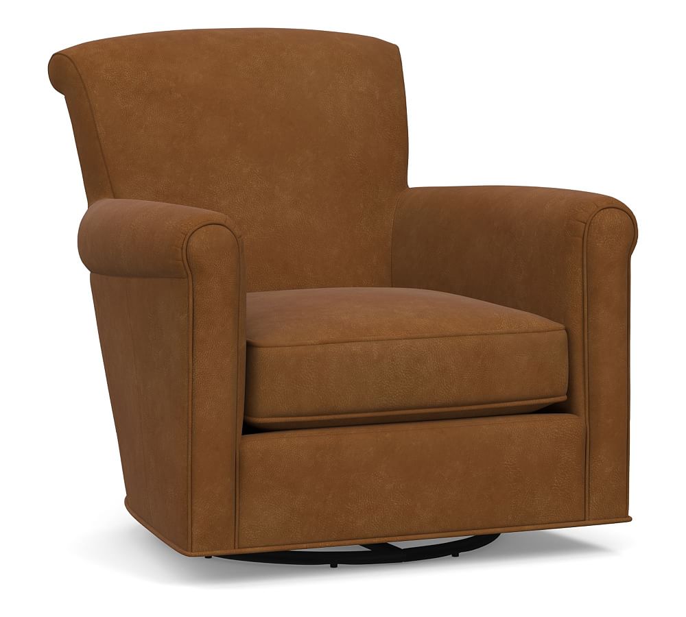 Irving Roll Arm Leather Swivel Glider