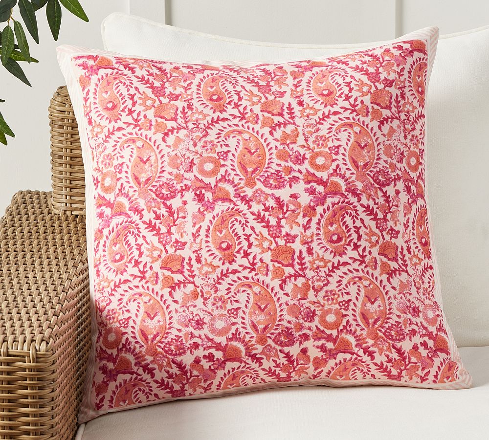 Jolora Reversible Floral Block Print Outdoor Throw Pillow