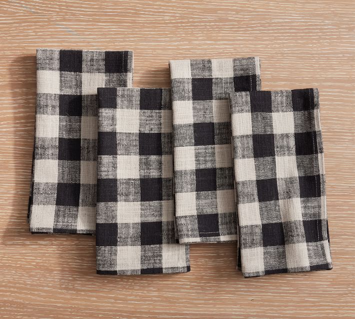 Dalton Check Cotton/Linen Napkins - Set of 4