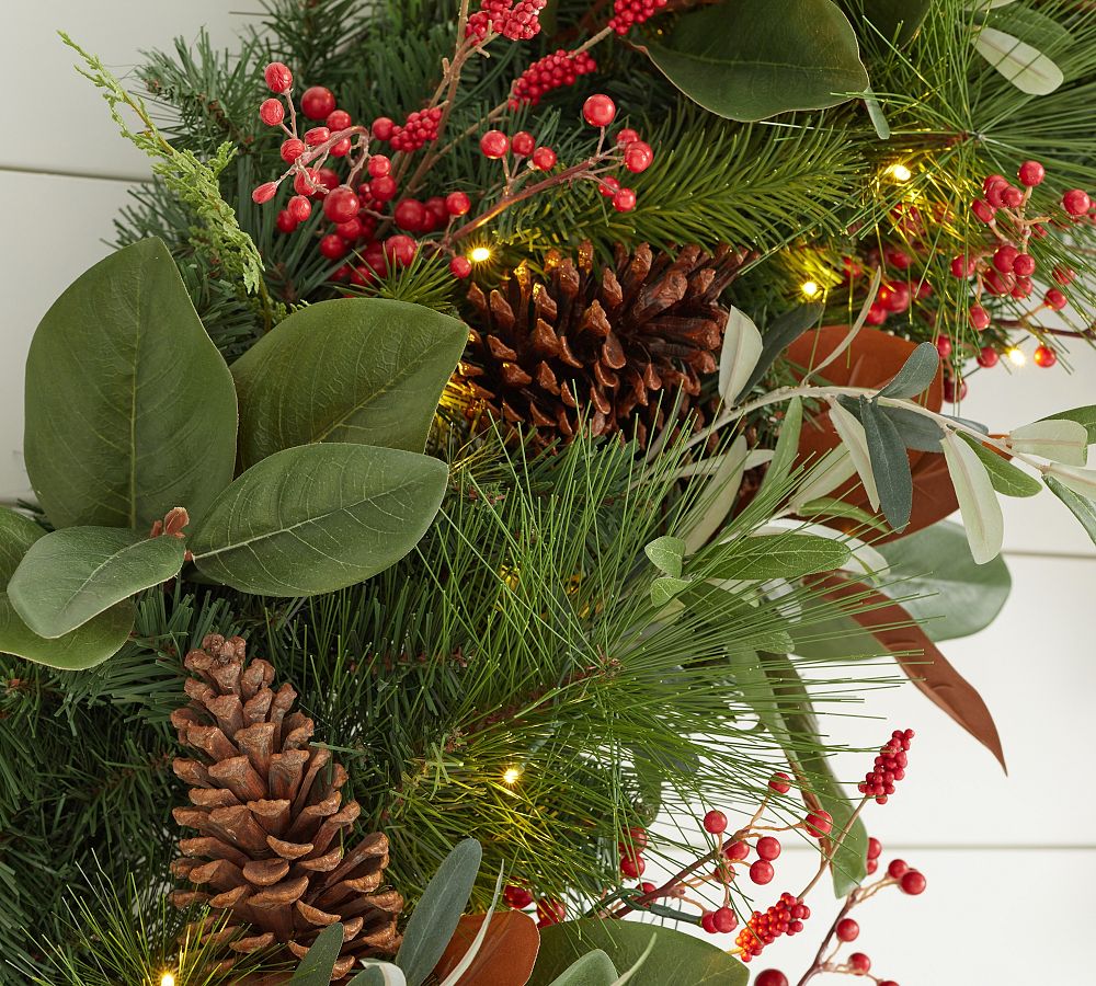 Berry Floral Arrangement in Vase | Faux Pine & Red Berries for Home Decor main image 0
