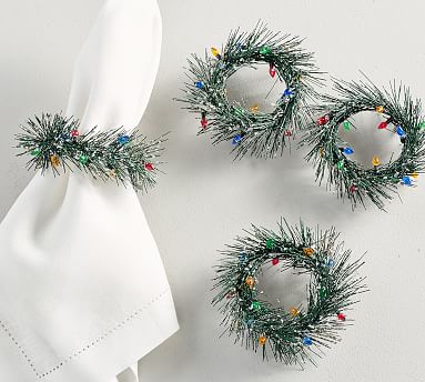 Pine and Berries Botanical Napkin Rings - Set of 4