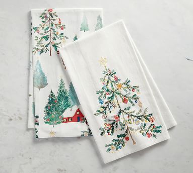 Handmade Linen Cotton Blend Kitchen Towel Dish Towel Christmas