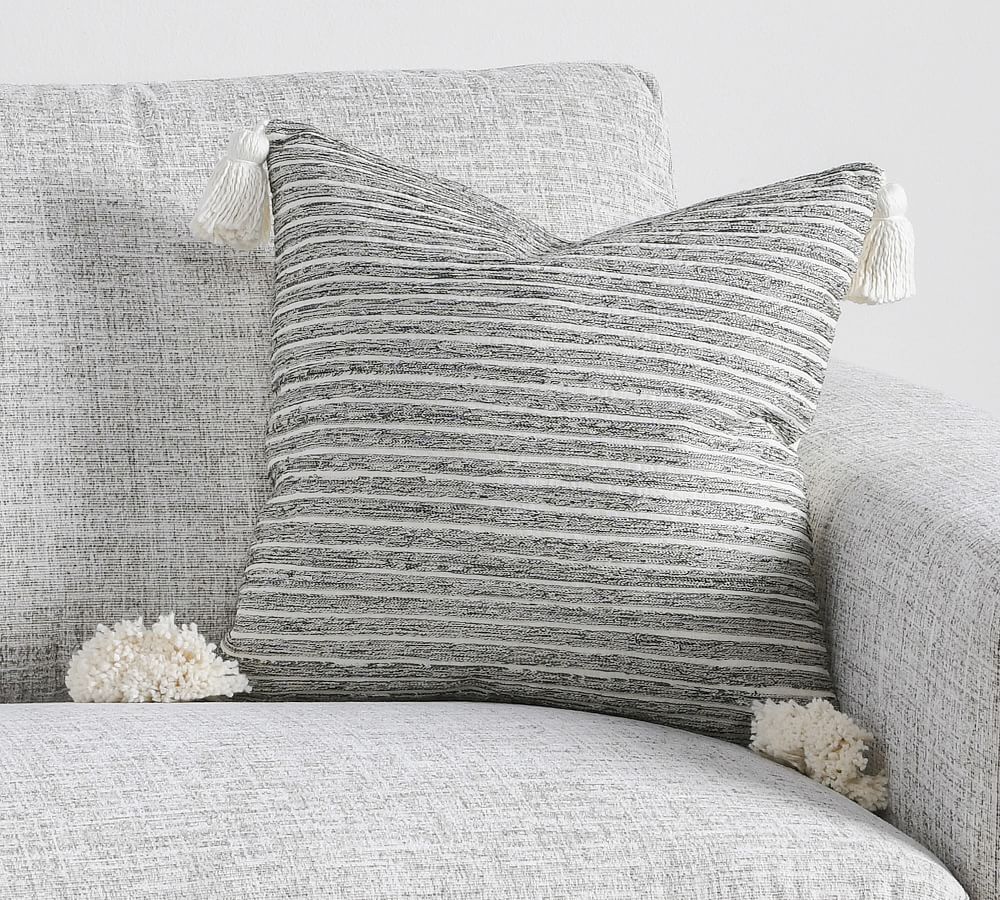 Elodie Striped Pillow Cover With Tassels