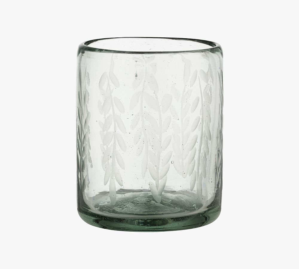 Etched Petals Double Old Fashioned Glass Set
