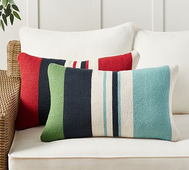 Modern Farmhouse Striped Outdoor Throw Pillow