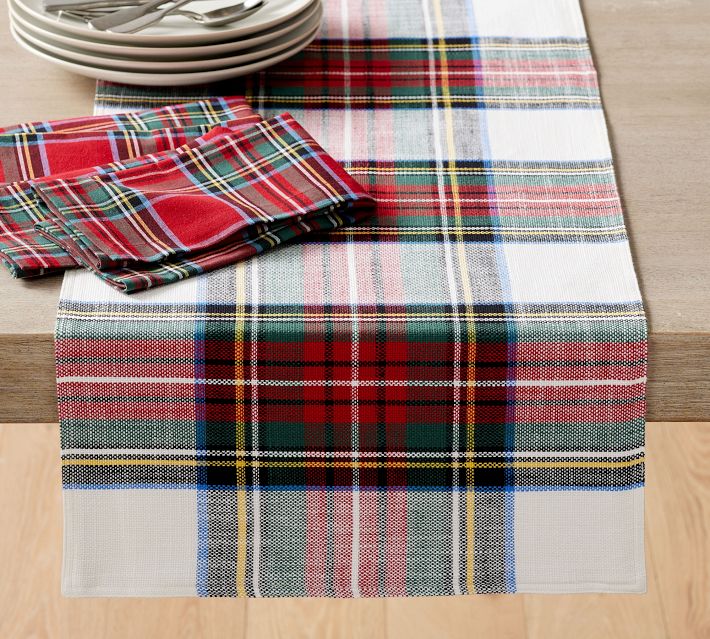 4 Cloth Napkins Plaid Yellow Cotton 13” Square