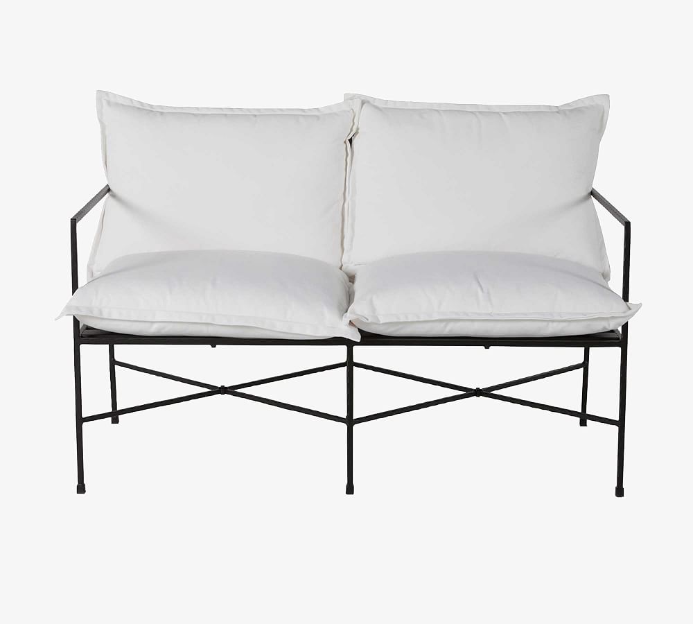 Blithdale Metal Outdoor Loveseat Pottery Barn