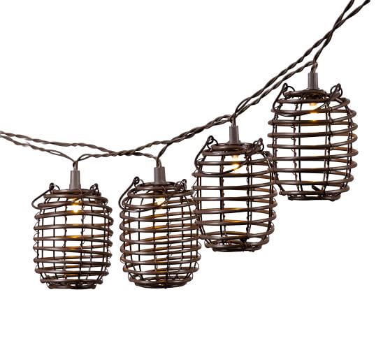 Rattan Solar String Lights 12' Pottery Barn
