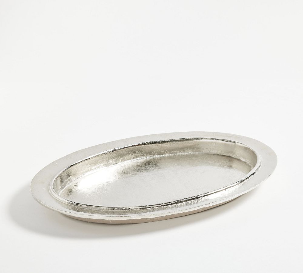 Rustic Metal Handcrafted Oval Serving Platter