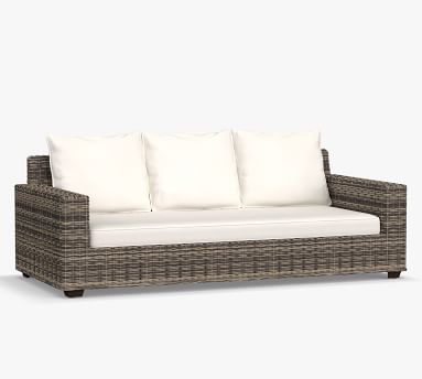 Torrey All-Weather Wicker Square-Arm Outdoor Sofa | Pottery Barn