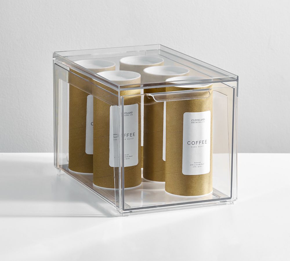 Set of 8 Stackable Pantry Organizer Bins, Clear Plastic Storage Bins for  Home Ed