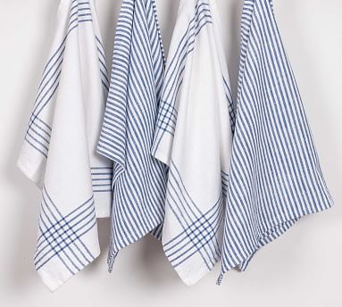 Dish Towels 12 White Cotton Blue Striped 15 x 25 Kitchen Tea Towels Bar  Towels