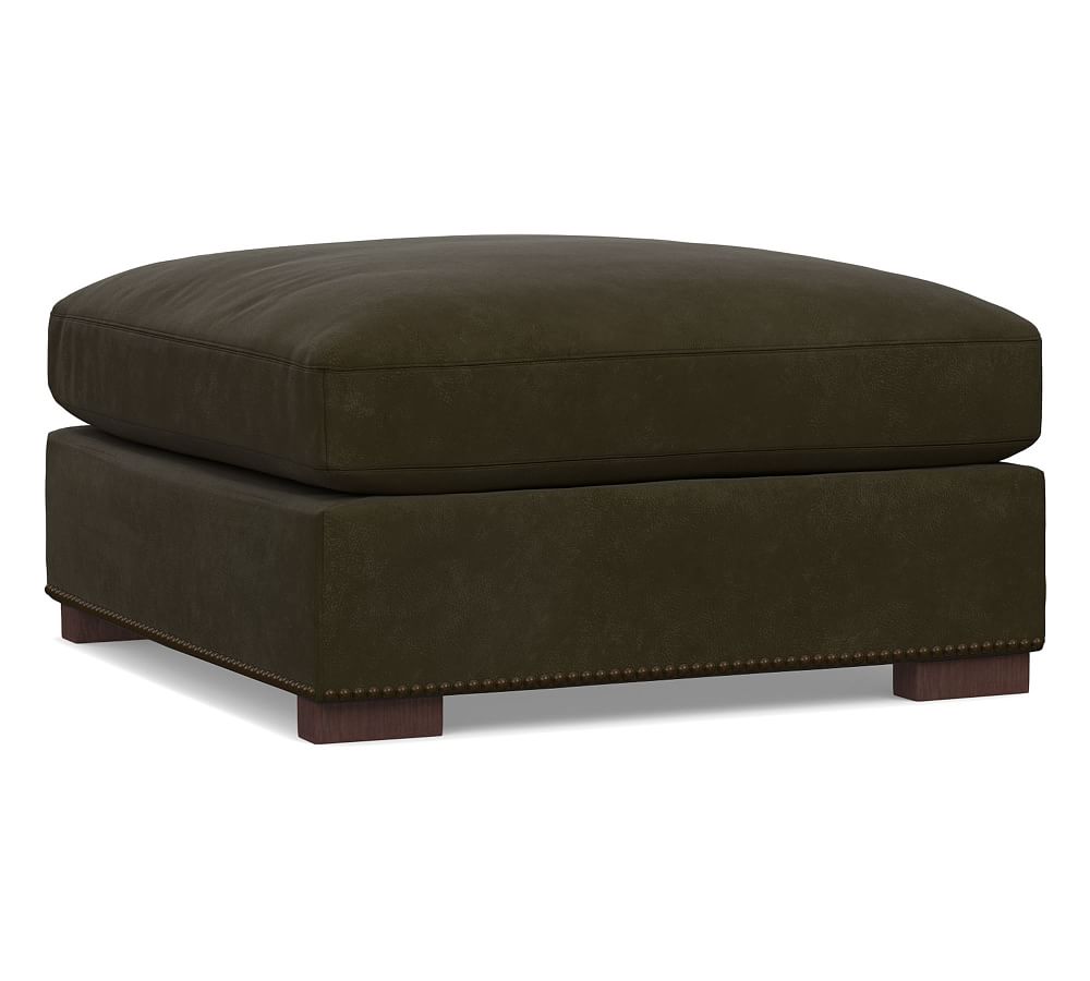 Turner Leather Sectional Ottoman with Nailheads