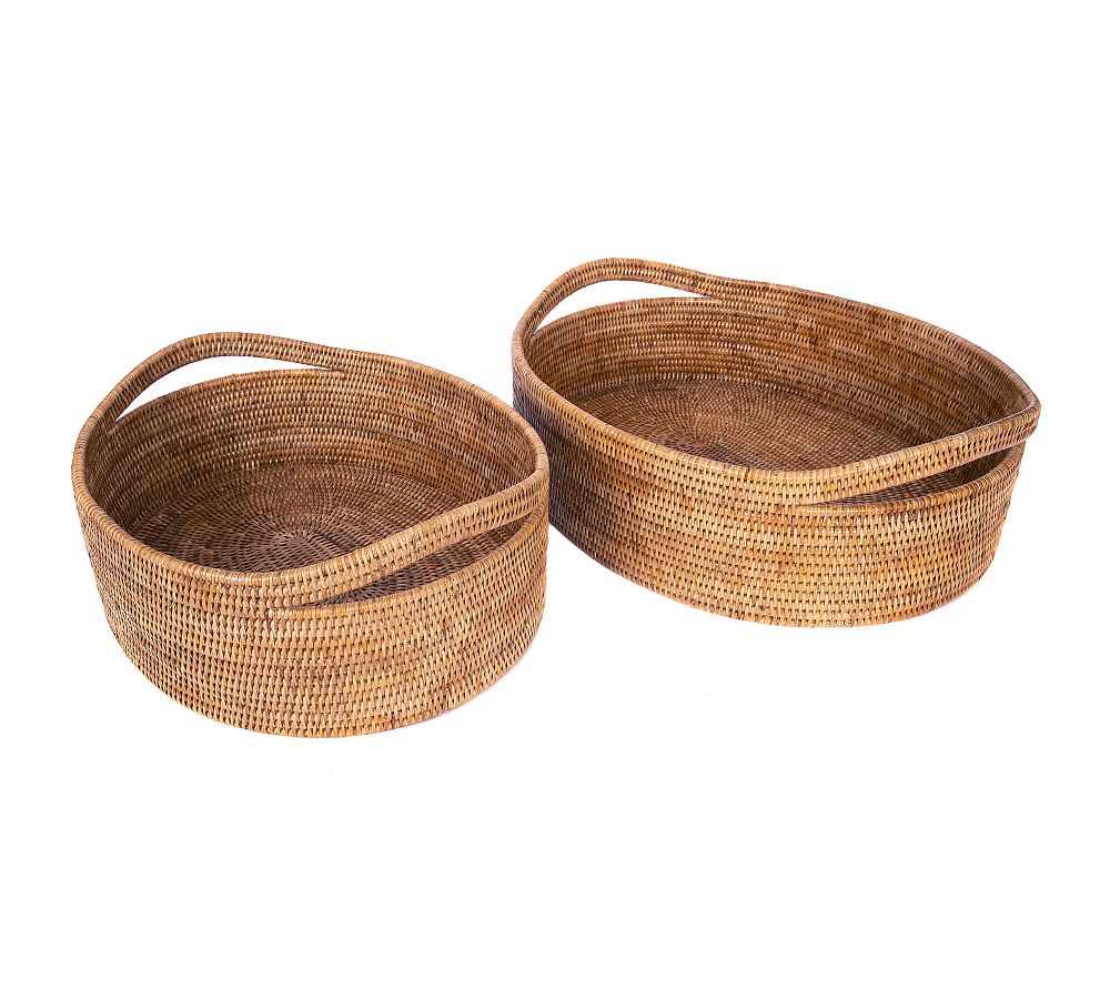 Tava Handwoven Rattan Oval Basket, Set of 2