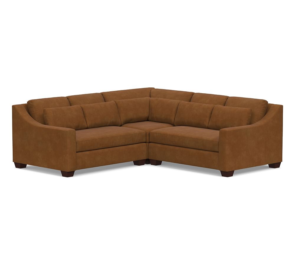 York Slope Arm Deep Seat Leather 3-Piece L-Sectional