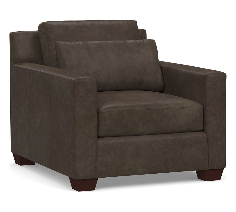 York Square Arm Deep Seat Leather Armchair