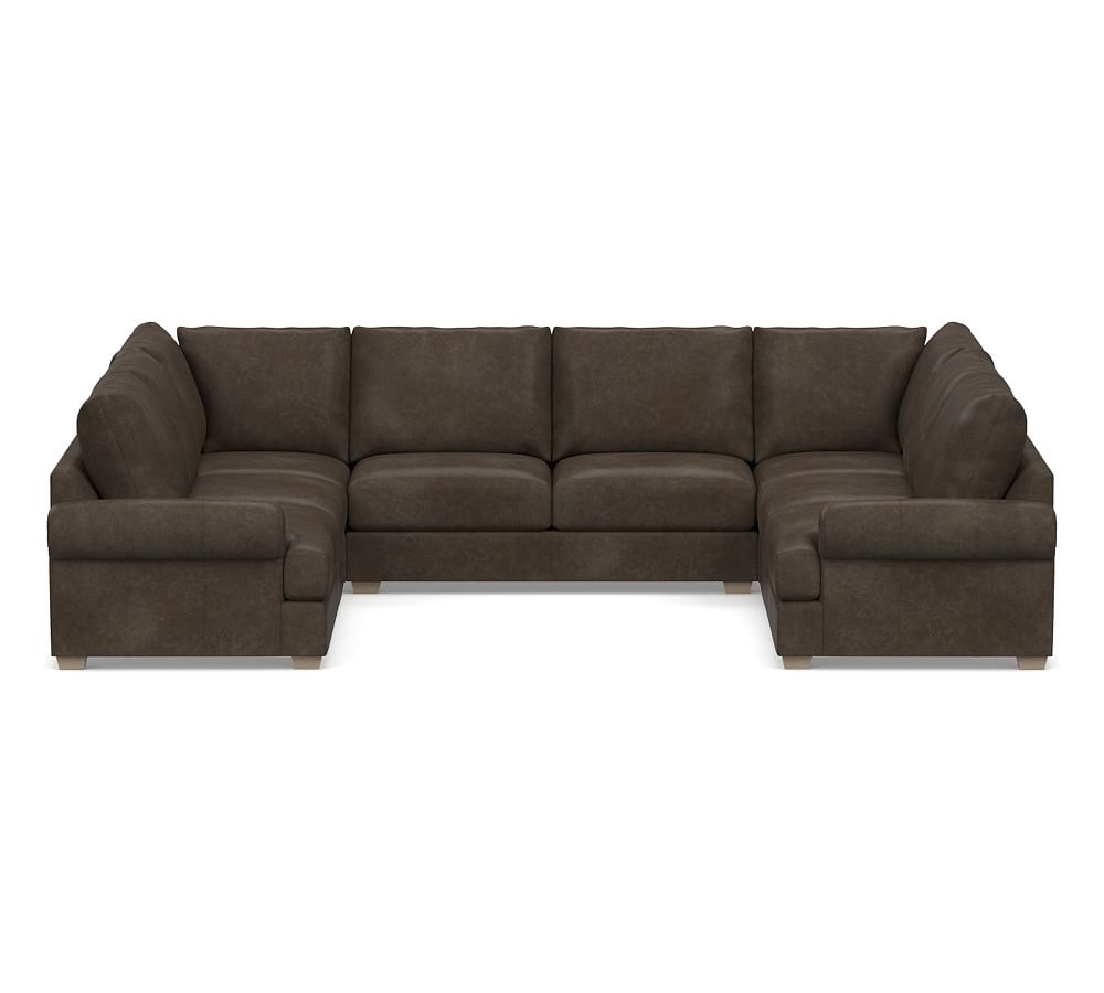 Canyon Roll Arm Leather U-Shaped Sectional