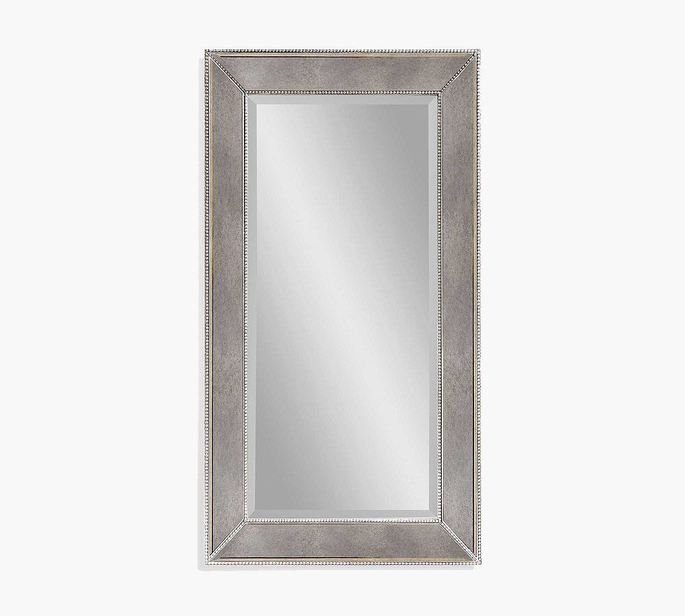 Antique Beveled Glass Beaded Frame Wall Mirror
