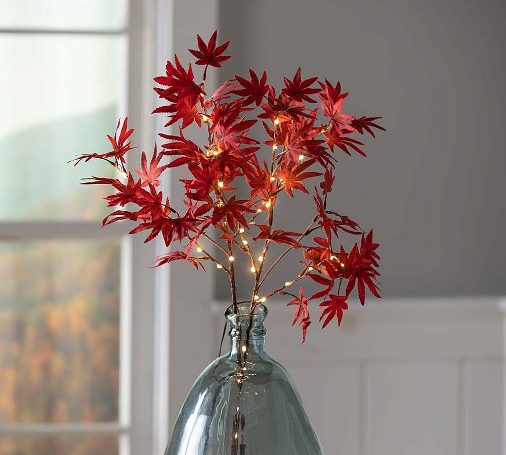 Lit Faux Japanese Maple Branches - Set of 2