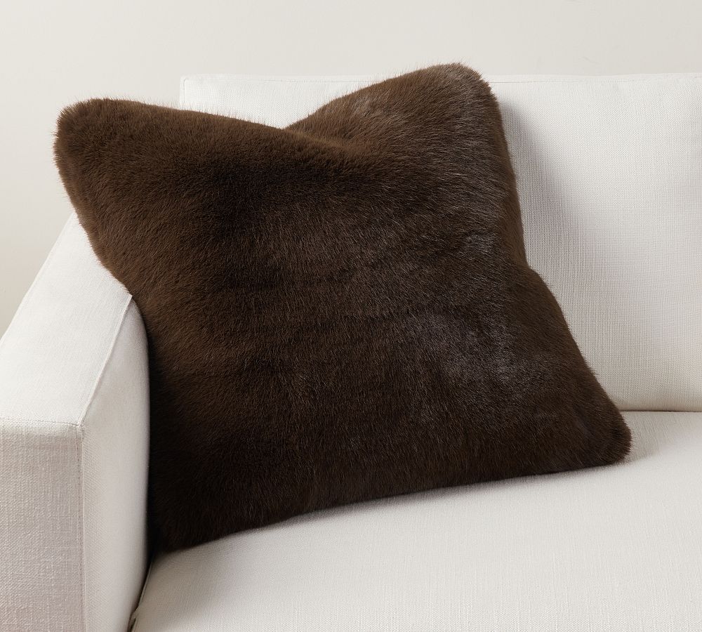 Chocolate Brown Faux Fur Pillow