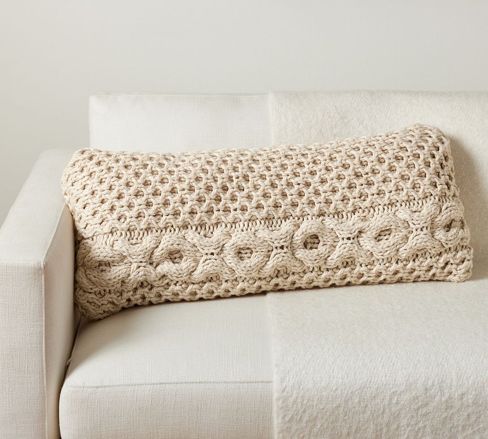 Laynie Chunky Knit Lumbar Pillow Pottery Barn