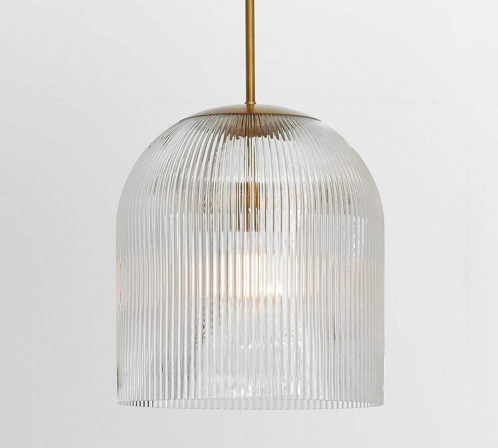 Rh Ribbed Light Cooper Ribbed Glass Pendant | Pottery Barn
