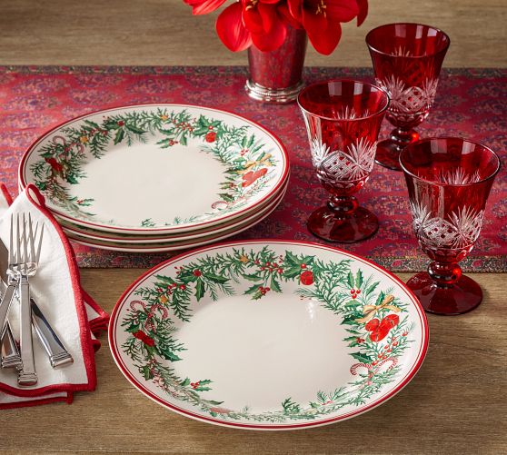 Holiday Classics Garland Dinner Plates - Set of 4 | Pottery Barn