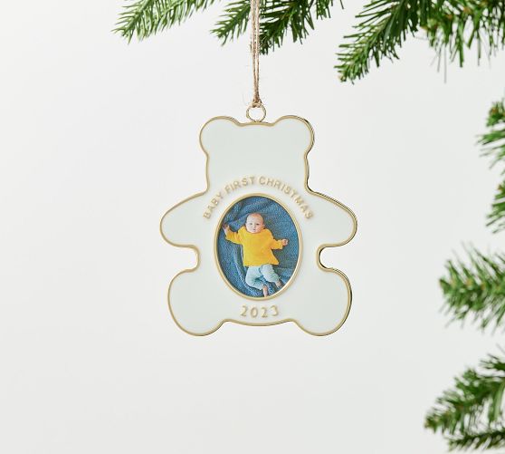 2023 Baby First Christmas Bear Frame Ornament Pottery Barn