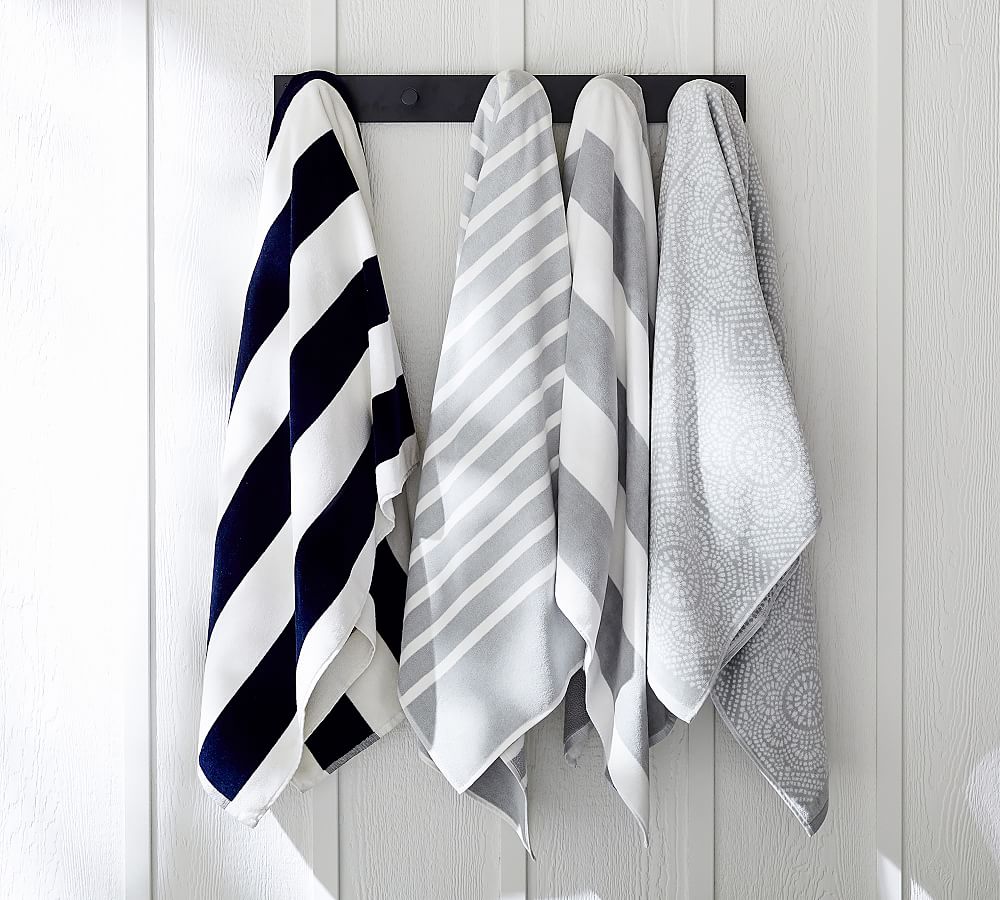 Dark Grey Beach Striped Towel