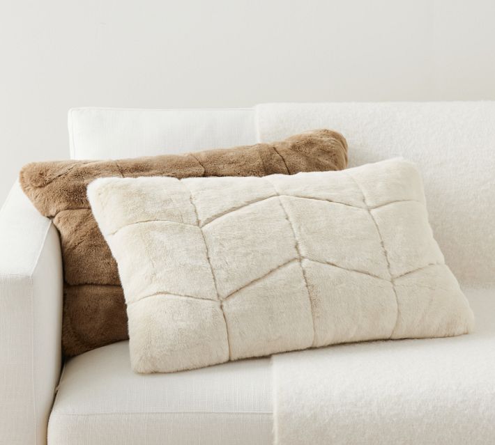 Tan Fur Lumbar Pillow