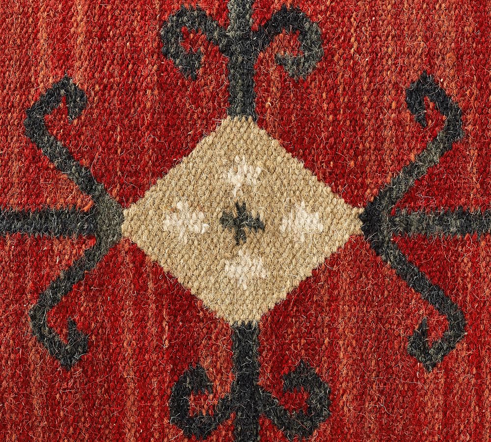 Extra Long Lumbar Red Floral Kilim Pillow Cover by Zencef Contemporary for  sale at Pamono