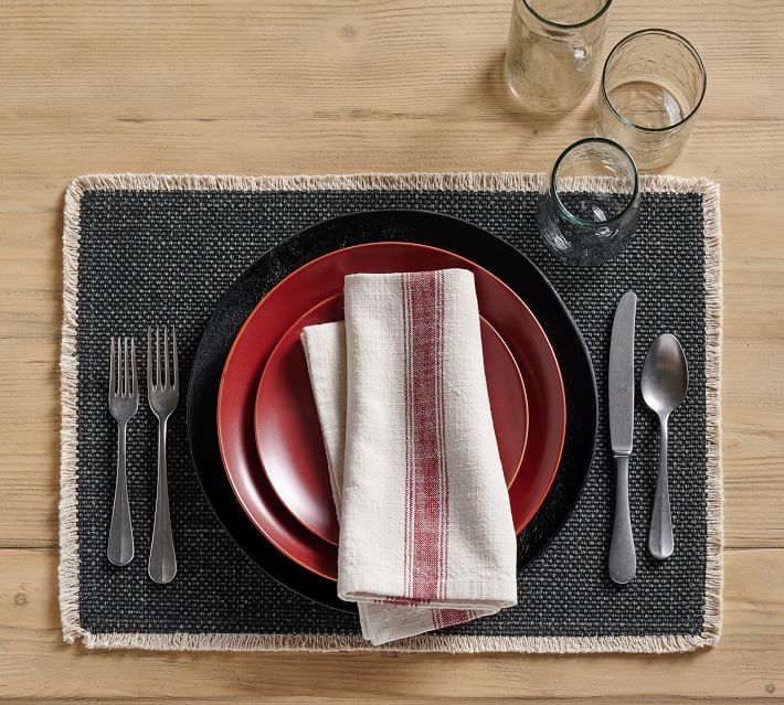 French Striped Organic Cotton Napkins - Set of 4