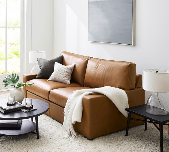 Pottery Barn Turner Leather Sectional Sofa Baci Living Room