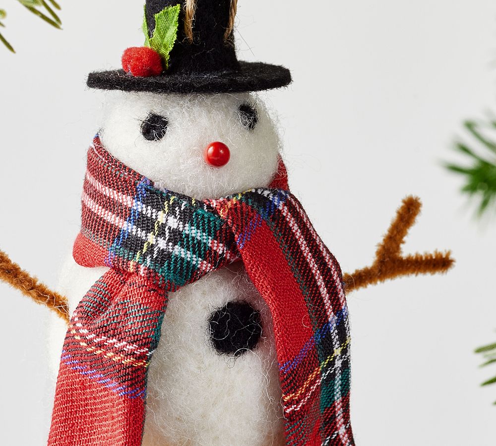 Felt Snowman With Scarf Ornament