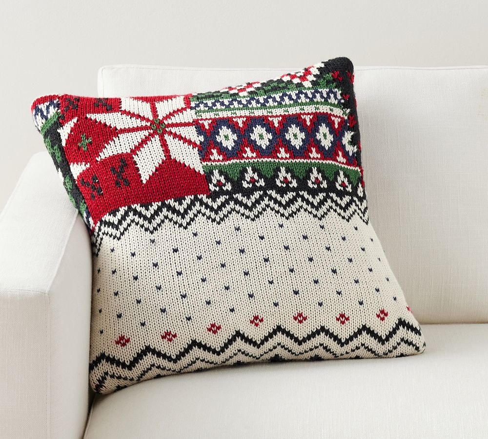 Patchwork Fair Isle Sweater Pillow Cover | Pottery Barn