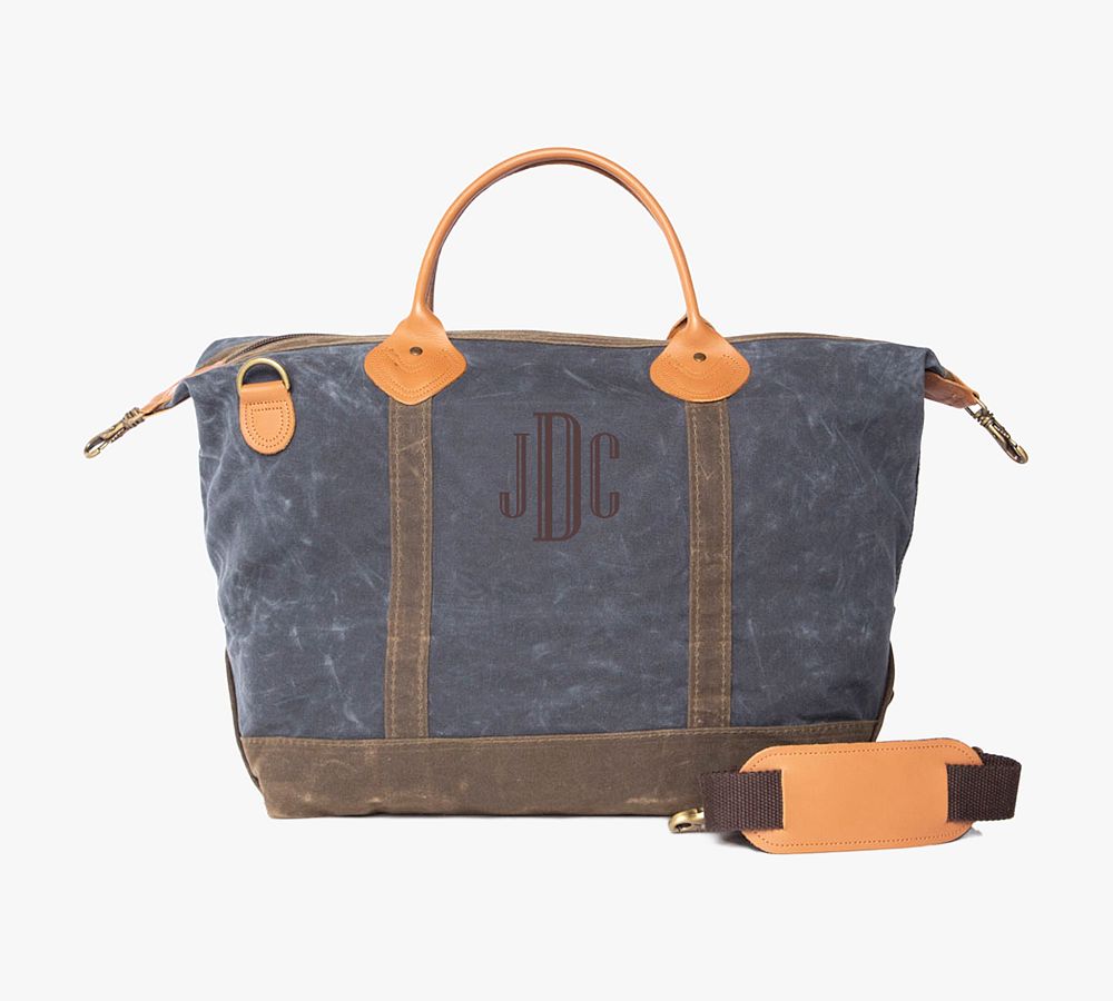 Personalized Waxed Canvas Duffle Bag Monogrammed Weekend Bag 