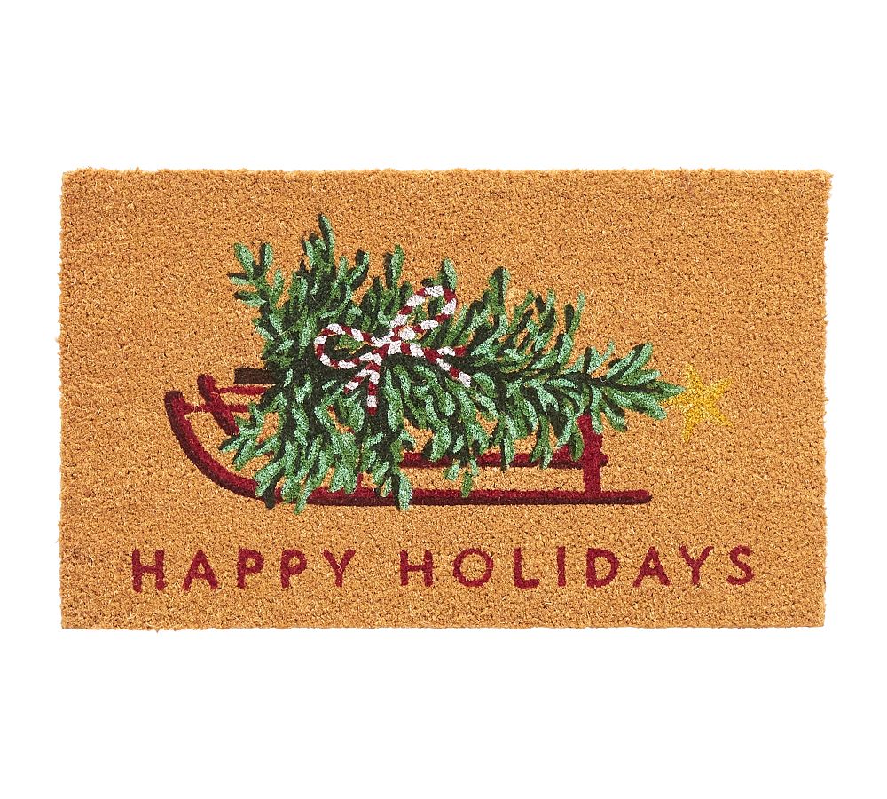 Happy Holidays Sled Doormat